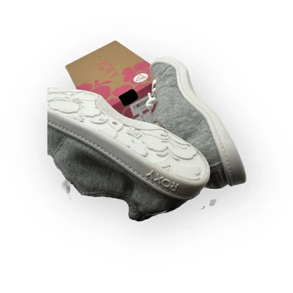 NWT Roxy Kids RG Bayshore III Textile Lace Up Sneaker Shoes Gray Size 12